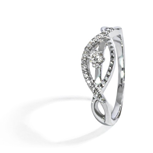 Zaujímavý diamantový prsteň z bieleho zlata 0.20 ct