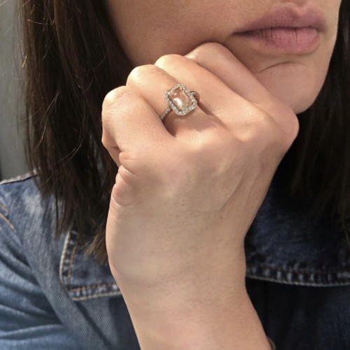 Luxusný prsteň s diamantami a veľkým Morganitom